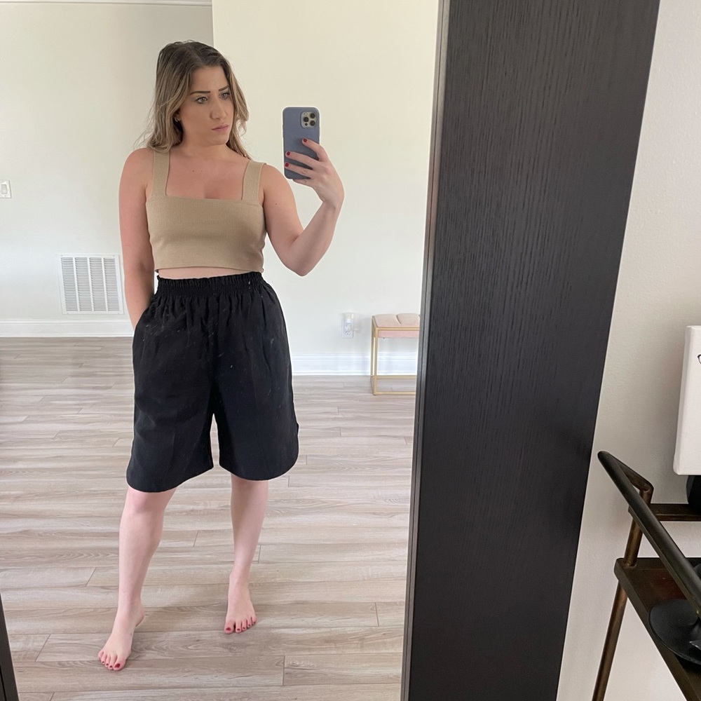 Black high waisted long shorts. New with tags.